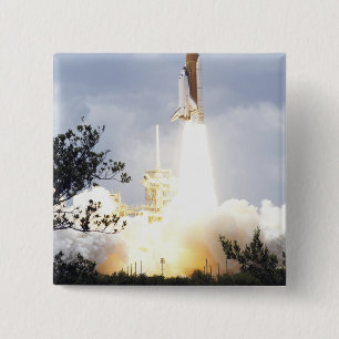Space Shuttle Atlantis lifts off 4 2 Inch Square Button