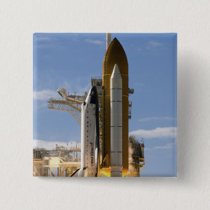 Space Shuttle Atlantis lifts off 5 2 Inch Square Button