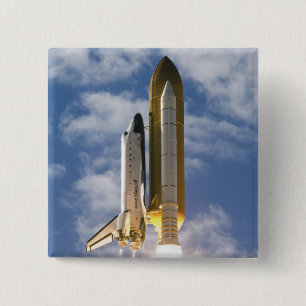 Space Shuttle Atlantis lifts off 6 2 Inch Square Button