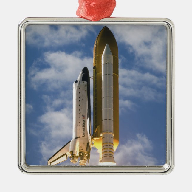Space Shuttle Atlantis lifts off 6 Metal Ornament (Front)