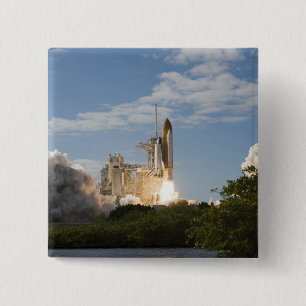 Space Shuttle Atlantis lifts off 7 2 Inch Square Button