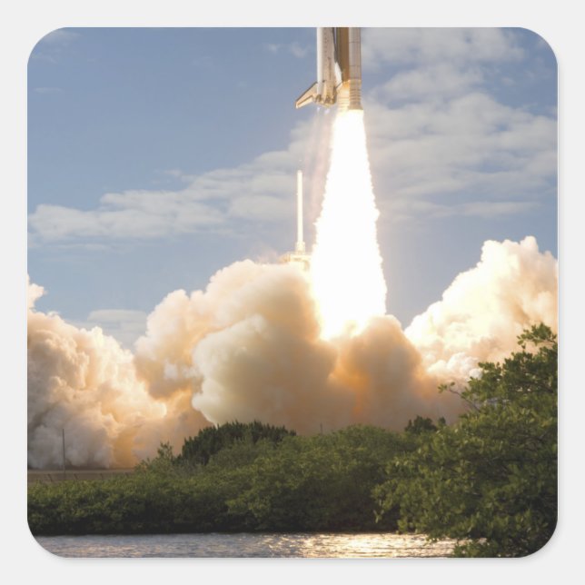 Space Shuttle Atlantis lifts off 8 Square Sticker (Front)