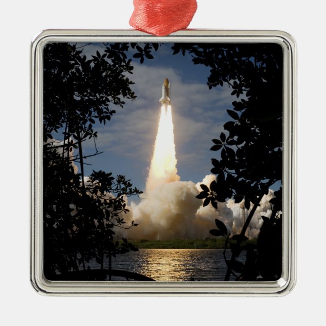Space Shuttle Atlantis lifts off 9 Metal Ornament (Front)