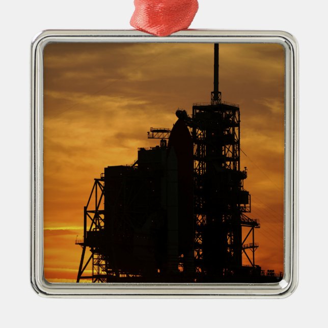 Space Shuttle Atlantis on the launch pad Metal Ornament (Front)