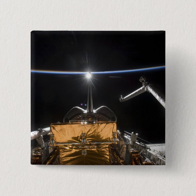 Space Shuttle Atlantis' payload bay 2 Inch Square Button (Front)