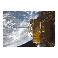 Space Shuttle Atlantis' payload bay backdropped