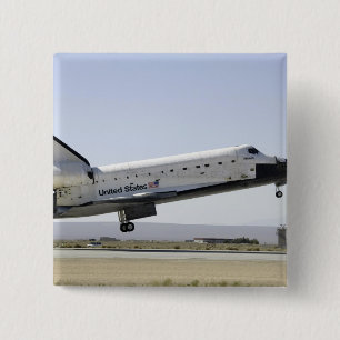 Space Shuttle Atlantis prepares for landing 2 2 Inch Square Button