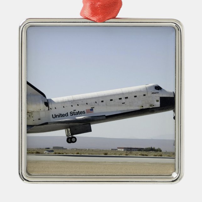Space Shuttle Atlantis prepares for landing 2 Metal Ornament (Front)
