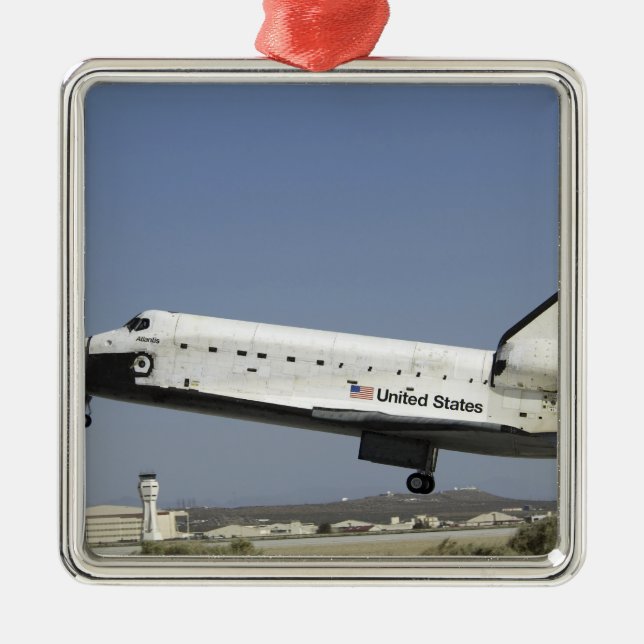 Space Shuttle Atlantis prepares for landing Metal Ornament (Front)
