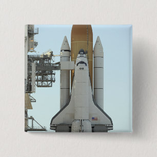Space shuttle Atlantis sits on the launch pad 2 Inch Square Button