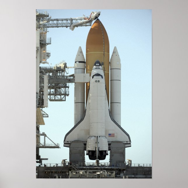 Space shuttle Atlantis sits on the launch pad Poster (Front)