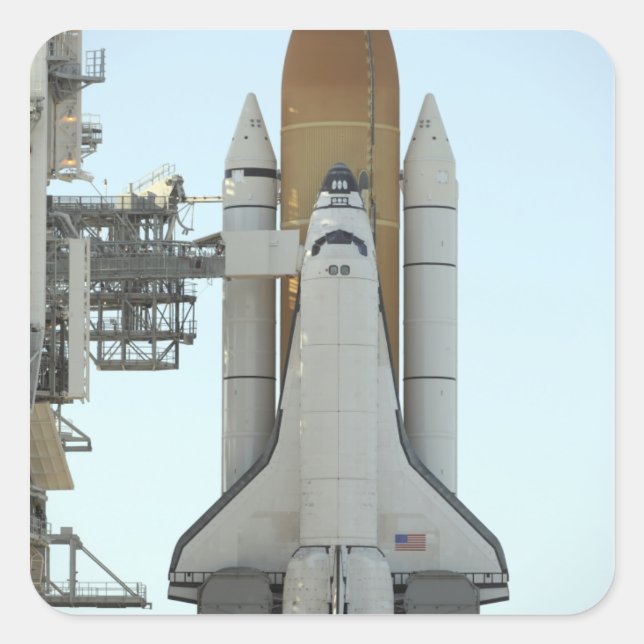 Space shuttle Atlantis sits on the launch pad Square Sticker (Front)