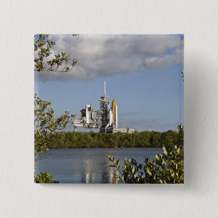 Space Shuttle Atlantis sits ready 2 Inch Square Button