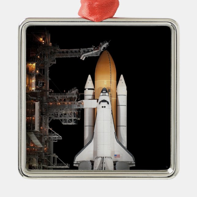 Space shuttle Atlantis sits ready Metal Ornament (Front)