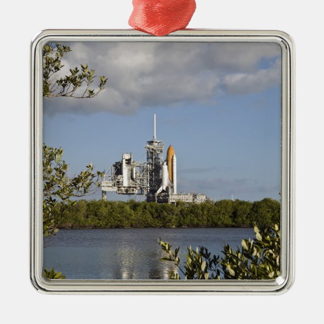 Space Shuttle Atlantis sits ready Metal Ornament (Front)