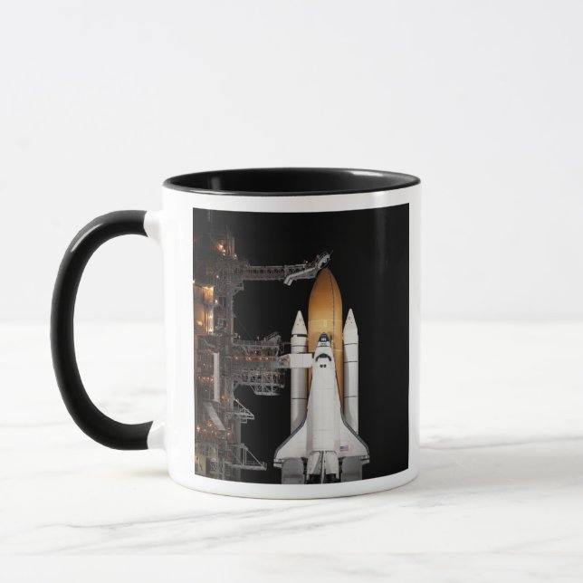 Space shuttle Atlantis sits ready Mug (Left)