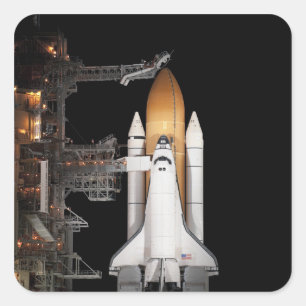 Space shuttle Atlantis sits ready Square Sticker