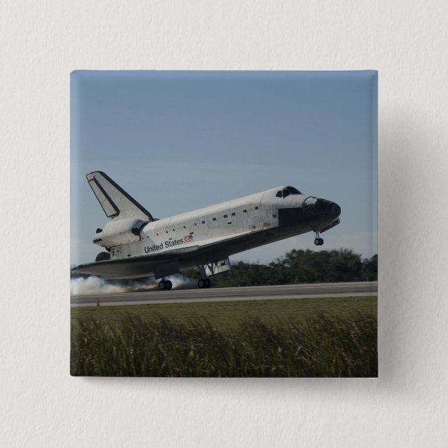 Space shuttle Atlantis touches down 2 2 Inch Square Button (Front)