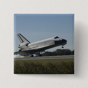 Space shuttle Atlantis touches down 2 Inch Square Button