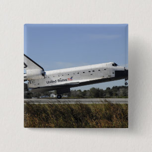 Space shuttle Atlantis touches down 2 Inch Square Button