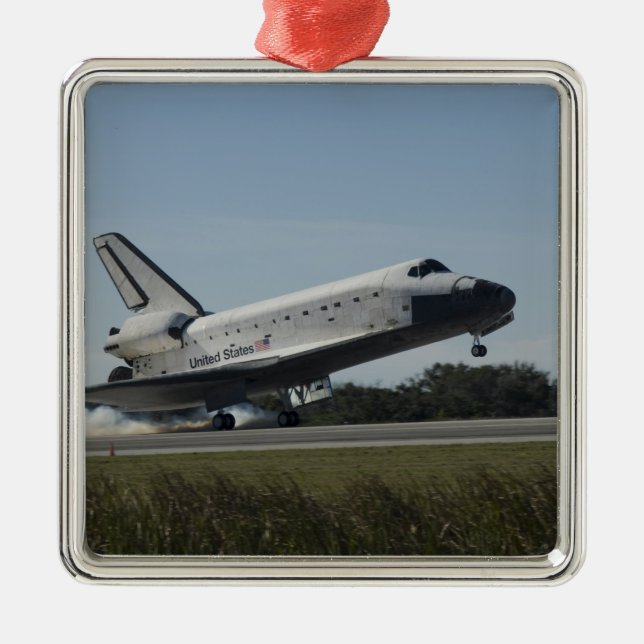 Space shuttle Atlantis touches down 2 Metal Ornament (Front)