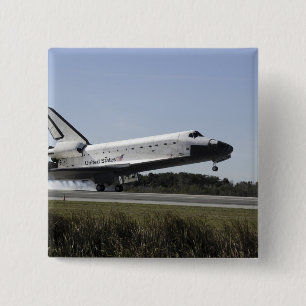 Space shuttle Atlantis touches down 3 2 Inch Square Button