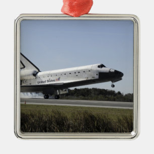 Space shuttle Atlantis touches down 3 Metal Ornament