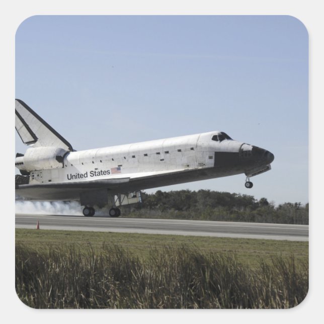 Space shuttle Atlantis touches down 3 Square Sticker (Front)