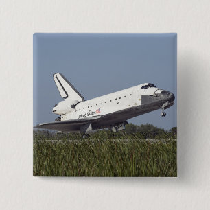 Space shuttle Atlantis touches down on Runway 3 2 Inch Square Button