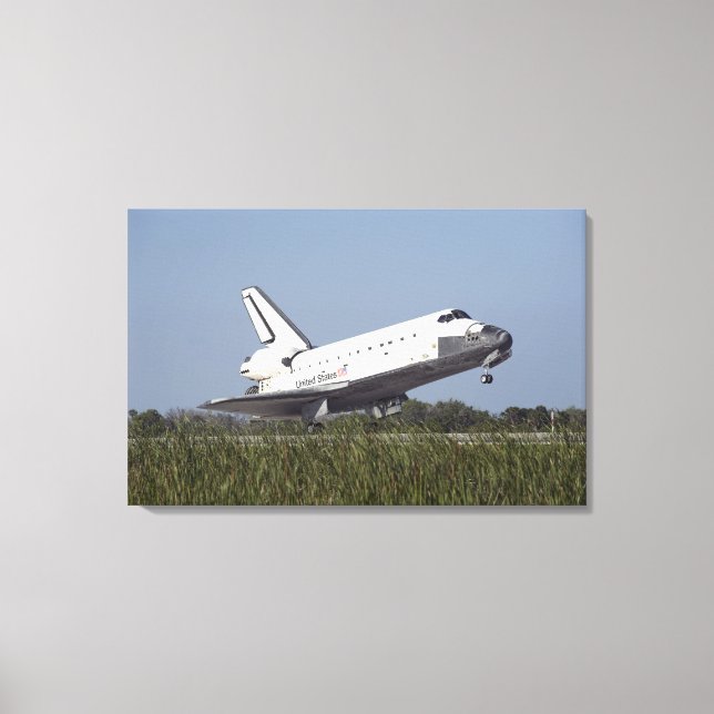Space shuttle Atlantis touches down on Runway 3 Canvas Print (Front)