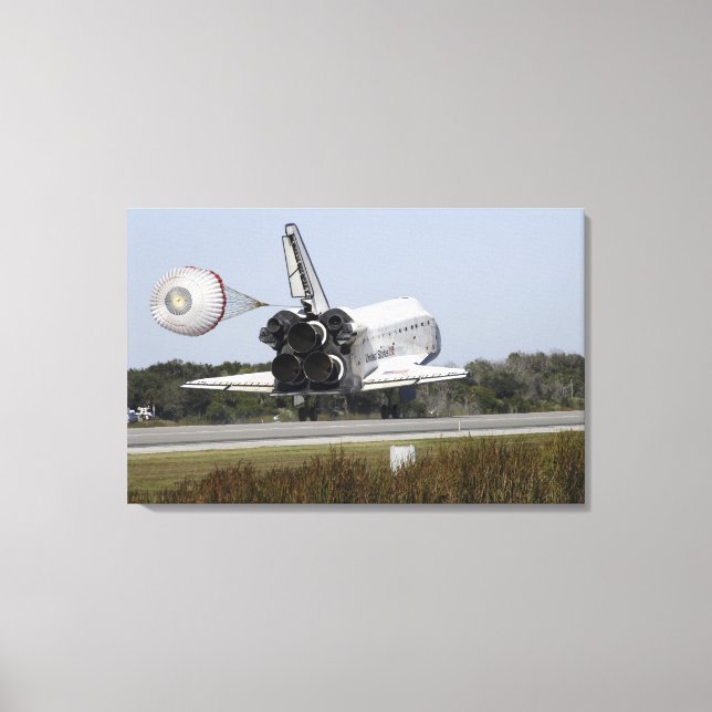 Space shuttle Atlantis unfurls its drag chute Canvas Print (Front)