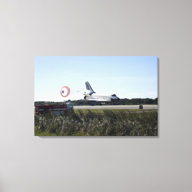 Space shuttle Atlantis unfurls its drag chute Canvas Print (Front)