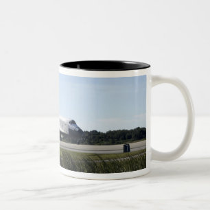 Space shuttle Atlantis unfurls its drag chute Two-Tone Coffee Mug
