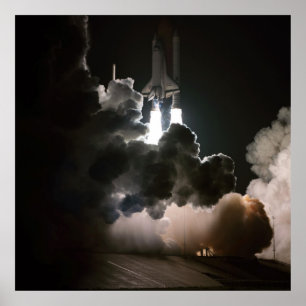 Space Shuttle Challenger Night Launch (STS-8) Poster