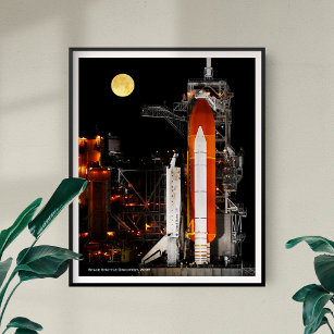 Space Shuttle Discovery and Full Moon, Enlarged Poster