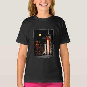 Space Shuttle Discovery and Full Moon in 2009 Girl T-Shirt