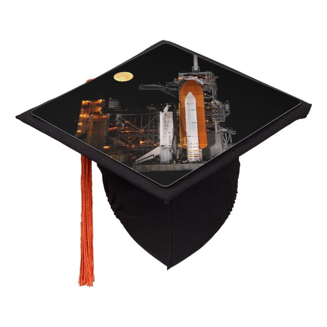 Space Shuttle Discovery and Moon Graduation Cap Topper (Angled)