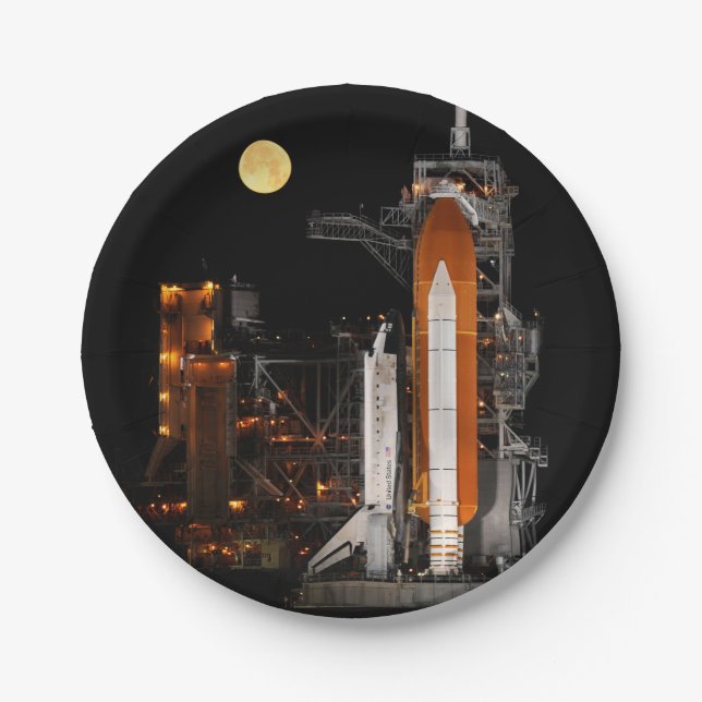 Space Shuttle Discovery and Moon Paper Plate (Front)