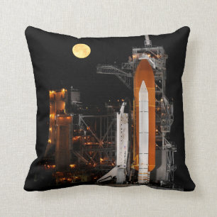 Space Shuttle Discovery and Moon Throw Pillow