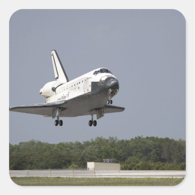 Space Shuttle Discovery approaches landing 2 Square Sticker (Front)