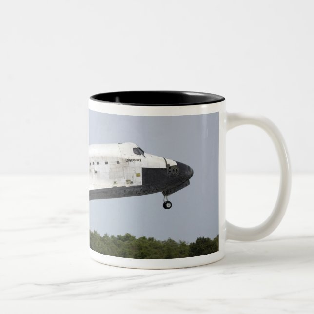 Space Shuttle Discovery approaches landing 4 Two-Tone Coffee Mug (Right)