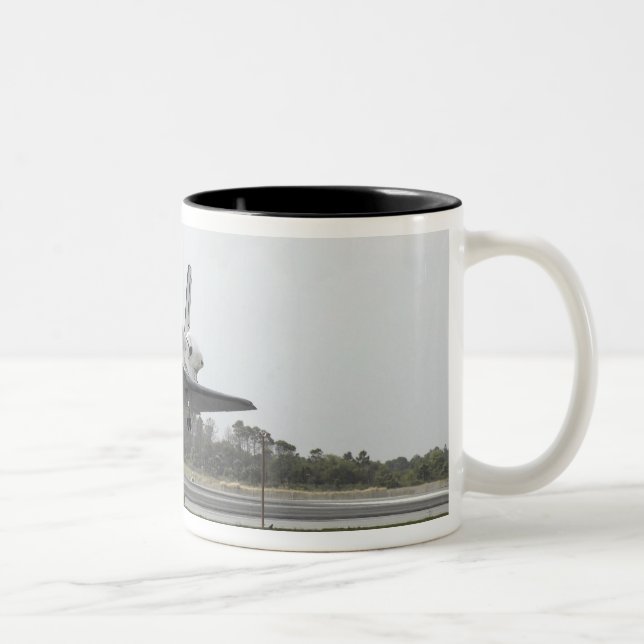 Space Shuttle Discovery approaches landing Two-Tone Coffee Mug (Right)