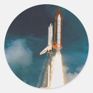 Space Shuttle Discovery Blast Off Classic Round Sticker
