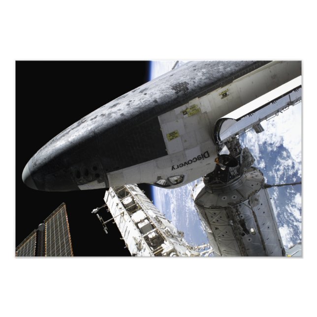 Space Shuttle Discovery docked Photo Print (Front)