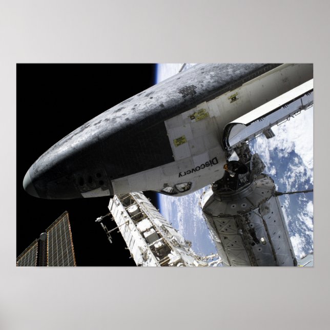 Space Shuttle Discovery docked Poster (Front)