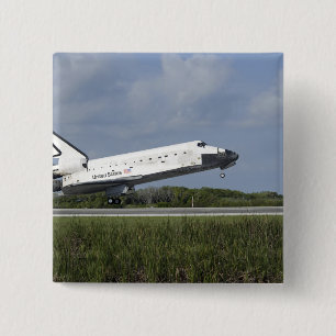 Space shuttle Discovery lands on Runway 33 2 Inch Square Button