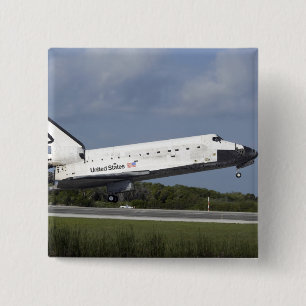 Space shuttle Discovery lands on Runway 33 3 2 Inch Square Button