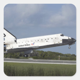 Space shuttle Discovery lands on Runway 33 3 Square Sticker