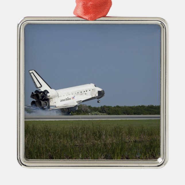 Space shuttle Discovery lands on Runway 33 4 Metal Ornament (Front)