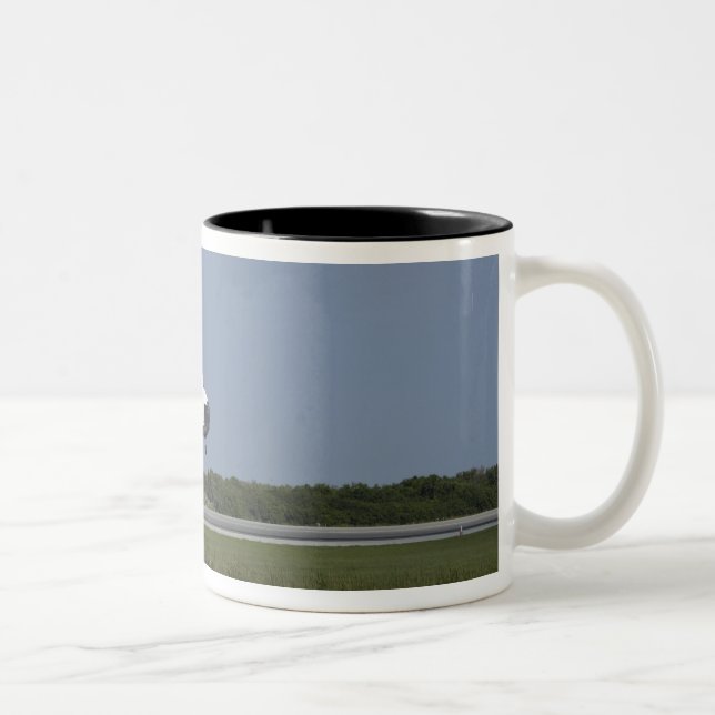 Space shuttle Discovery lands on Runway 33 4 Two-Tone Coffee Mug (Right)